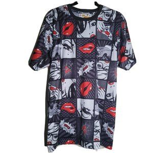 Oh Snap Shirt Mens XL Stretch Comics 90s Lips Boom Ouch Runs Small